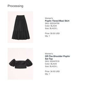 Black Poplin Tiered Maxi Skirt